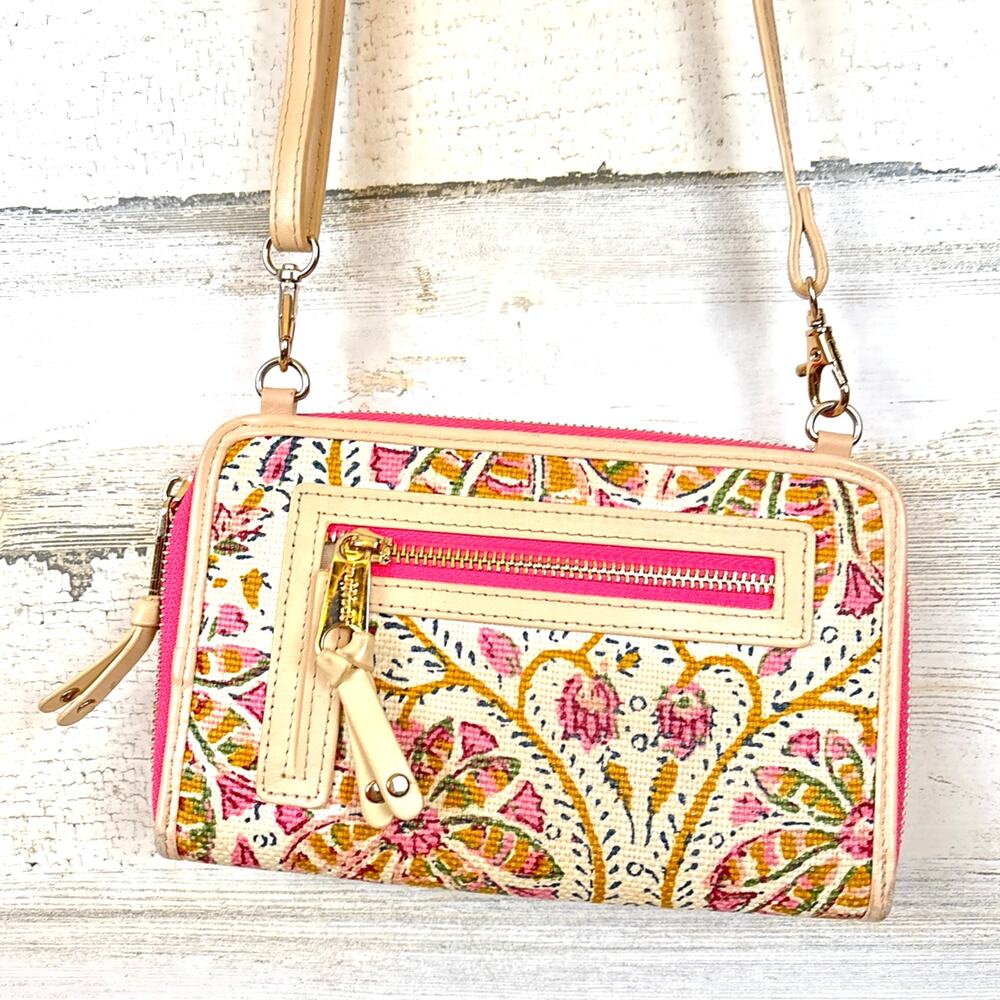 Spartina 449 Womens pink Multi Crossbody bag linen leather small